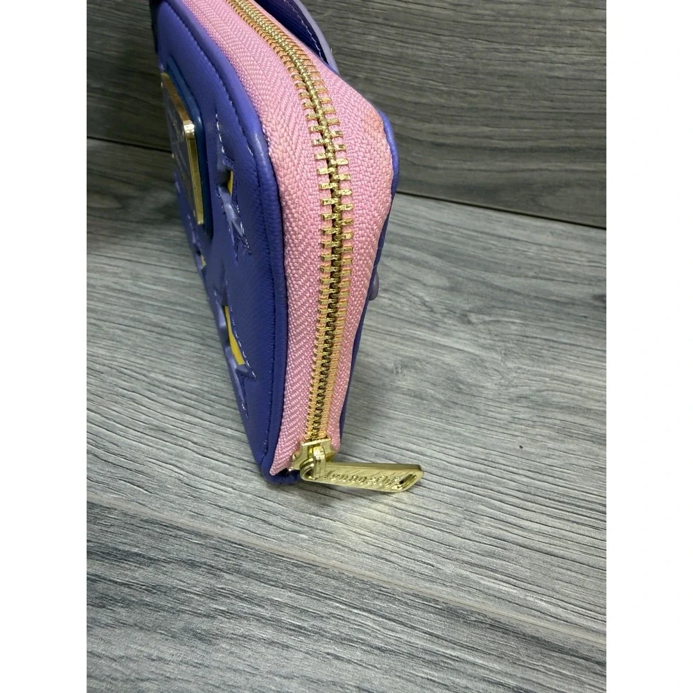 Coraline Loungefly Zip Around Wallet Glow In The Dark Pink Purple Functional
